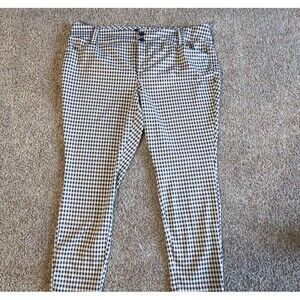 Torrid Size 18 Black Brown Houndstooth Button Cropped Pixie Pants Stretch